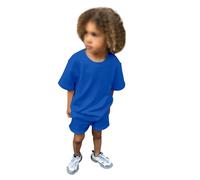 Boys Tracksuit Set - Comfortable Short Sleeve Tee with Matching Shorts - Summer Outfit Perfect for Active Kids - Ideal for Home and Outdoor Blue