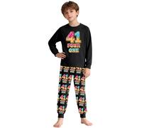 Boys Tracksuits 13-14 Years Print Long Sleeve Two Piece Set Soft for Kids and Children Comfortable Black