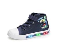 Boys Trainers Kids High-Top Flashing Canvas Shoes Unisex Child Light Up Lightweight Casual Shoes Dino King Size 10