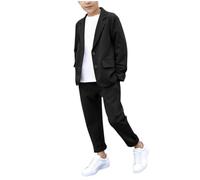 Boy'S Trouser Suits Clothes Wedding Suits Dress Set Plain Casual Blazer Jackets & Trousers Suits Sets Wedding Pageboy Party Prom 3-14 Years Birthday Gifts Black 8 years
