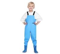 Boys Trousers Children's Sand Water Suit Play Water Suit Launching Pants Rain Shoes Rain Pants One Catch The Sea Water Proof Pants with Boots (Sky Blue, 12-13 Years)
