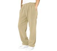 Boys Trousers Corduroy Baggy Joggers Vertical Ribbed Solid Jogging Bottoms with Back & Side Pocket Elastic Drawstring Waist Corduroy Cargo Pants Loungewear for Casual Wear (Khaki,11-12 Years)