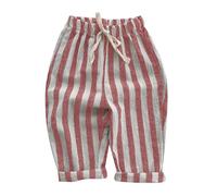 Boys' Trousers Pants Summer Stripe Toddler Boys Girls Linen Pants Drawstring Joggers Sweatpants Cotton Linen Loose Trousers Baggy Jogging Bottoms Casual Lounge Pants Lightweight Breathable
