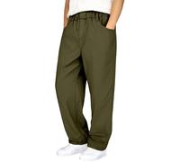 Boys' Trousers Pull on Chino Pants Kids School Uniform Twill Pants with Pockets Casual Jogging Bottoms Elastic Waist Drawstring Straight Leg Sports Trousers for Kids Army Green