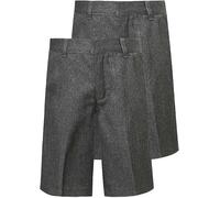 Boys Twin-Pack School Shorts - Adjustable Waist - Black Grey Navy - Ages 2-10y