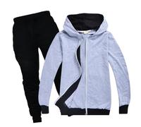 Boys Unisex Tracksuit Fashion Sweatshirt and Pants Kids Long Sleeve Full Zip Sports Jogging Fleece Hooded Up 2 Piece Fall Winter Y2K Activewear Sets Grey