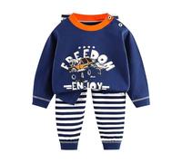 Boys Unisex Tracksuit Fashion Sweatshirt and Pants Kids Long Sleeve Plain 2 Piece Activewear Cotton Track Suit Jogging Set Festival Costume Y2K Navy