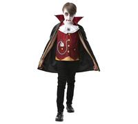 Boys Vampire Boy Halloween Spooky Dracula Cape Fancy Dress Kids Costume