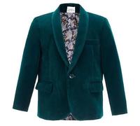 Boys Velvet Blazer Kid Suit Jacket Paisley Lining Smart Casual Formal Coat Teal, 8-9 Years
