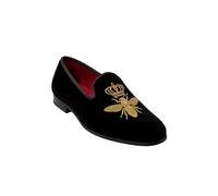 Boys Velvet Gold Bee Loafer Slip On Shoes Wedding Prom Party Formal Footwear Size Infant 7.5