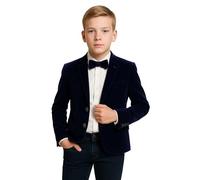 Boys Velvet Slim Fit Hackney Dark Navy Blazer Formal Wedding Dinner Birthday Winter Jacket Age 5 Years UK