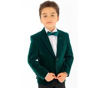 Boys Velvet Slim Fit Hackney Green Blazer Formal Wedding Dinner Birthday Winter Jacket Age 3 Years UK