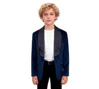 Boys Velvet Smoking Dark Navy Blazer Kingsman Dinner Jacket Black Satin Lapel Sizes 14 Years UK