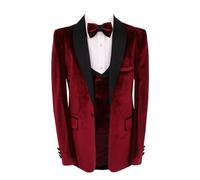 Boys Velvet Tuxedo Burgundy Black Suit Formal Wedding Dinner Pageboy Winter 5 Piece Complete Set Age 5 Years