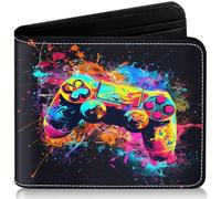 Boys Wallet for Kids, Cool Kids Gamer Wallet for Boys Ages 8-10 9-12 11-15 , Bifold Rfid Blocking Gaming Gifts, Funny Coin Pocket Id Window for Teen Youth Guys Teenager Birthday Christmas Gifts,