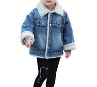 Boys Warm Sh rpa Jeans Jacket Fleece Lined Denim Jackets Fashion Thickened Lapel Button Down Stylish Winter Dress Coat Toddlers Outerwear (Blue, 11-12 Years)