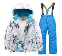 Boys Warm Snowsuit Camouflage Ski Jacket Pants Set Windproof Waterproof Insulated Breathable Ski Suits Salopettes Kids and Coats 2-Piece Padded Jackets Children's Thermal Puddle Suits Clearance