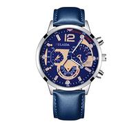 Boys Watch with Stainless Case Leather Quartz Analog Wrist Watch (B, One Size)