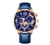 Boys Watch with Stainless Case Leather Quartz Analog Wrist Watch (C, One Size)