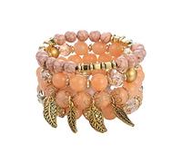 Boys Watches Jewelry Accessories Creative Multilayer Glass Bead Bracelet Leaf Bracelet Jewelry Cool Boys Watch (G, One Size)
