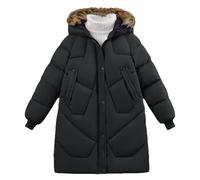Boys Waterproof Coat,Girls Winter Down Coat for Toddlers and Big Kids Long Warm Thick Outerwear with Hood for Everyday Casual School Outdoor Use (Black, 4-5 Years)