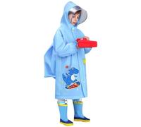 Boys Waterproof Jacket Cute Dinosaur Oversized Long Sleeve Hooded Rain Coat Unisex Boys Girls Casual Cover Pack Raincoat Kids Summer Comfort School Puddle Suit (Blue, 5-6 Years)