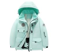 Boys Waterproof Ski Jacket Kids Winter Puffer Coat Windproof Snow Coat With Quilted Thickened Fleece Lined Hooded Outerwear Comfy Down Clothes (Green, 11-12 Years)