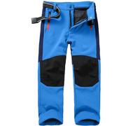 Boys Waterproof Trousers with Zip Pocket Ski Snow Windproof Hiking Pant Soft Shell Expandable Waist Warm Insulated Trousers Children Thermal Winter Outdoor Tracksuit Bottoms Patchwork Joggers Blue