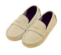 Boys Wedding Shoes Kids Genuine Leather Loafers Penny Party Birthday Smart Footwear White Navy Cream (Beige, Numeric_2)