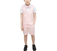 Boys Wedding Suit Gentleman Outfits Birthday Tuxedo Formal Suit 2-13 Years Child Shorts Set Plaid Page Boy Summer Suits Set Formal Clothes Sets Kids Waistcoat Suit for Party Prom Wedding Baptism
