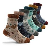 Boys Winter Thermal Socks Kids Thick Warm Socks Cosy Wool Crew Socks 6 Pack 8-10 Years
