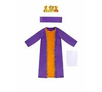 Boys' Wise Man Nativity Costume, Purple Gold Biblical Robe Set with Crown, Headband Sash, Kids' Christmas Play/Church Pageant Dress Outfit (Blue, 6-7 Years)