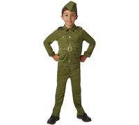 Boys World War Soldier Costume 30s 40s WW2 Military Fancy Dress Child Outfit