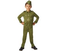 Boys WW2 Soilder Army Military Work Book Day 1930's Fancy Dress Kids Costume