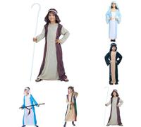 Boys Xmas Shepherd Costume Outfit, Childs Nativity Shepherd Costume Boy Christmas Fancy Dress, Christmas School Nativity Play Fancy Dress for Kids