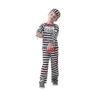 Boys Zombie Convict Halloween Prison Jail Spooky Fancy Dress Kids Costume