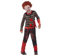 Boys Zombie Scary Clown Costume Evil Jester Horror Halloween Fancy Dress New