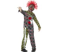Boys Zombie Scary Clown Costume Evil Jester Horror Halloween Fancy Dress New