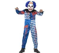 Boys Zombie Scary Clown Costume Evil Jester Horror Halloween Fancy Dress New
