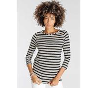 Boysen's Striped Three Quarter Sleeve Top Navy Stripe