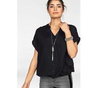 Boysen's V-Neck Oversized Blouse with Balloon Hem Transparent