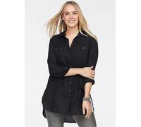 Boysen's Viscose Long Blouse with Deep Side Slits Black
