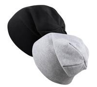 BOYSSPAA 2 Pack Kids Beanie Hats Soft Breathable Baby and Toddler Skull Caps for Spring and Autumn, Lightweight Comfort Fit Black Grey