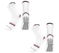 BOYSSPAA 2Pairs Grip Socks Football for Men White Anti-slip Mid-calf Gain the Edge Grip Socks Breathable Wicking Thick Bottom Football Socks apply to Rugby Basketball Trekking Hiking Sport(size 6-9)