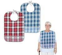 BOYSSPAA 2Pcs Adult Bibs for Elderly Washable Adult Bibs for Men Women Reusable Clothing Protectors to Avoid Clothing Stains and Mess While Eating Gifts for Bedridden Women
