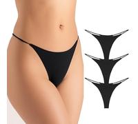 BOYSSPAA 3 Pack G-String Thong Seamless Sexy Leopard Black Tanga Underwear Low Rise Panties Soft Comfortable Lingerie (UK, Alpha, M, Regular, Regular, Black)