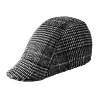 BOYSSPAA Flat Cap with Plaid Design Mens Caps UK Flat Fashion Beret Hat Men Newsboy Irish Beret Hat Driving Hunting Hat for Men Winter Spring Autumn Outdoor (UK, Alpha, One Size, Light Grey)