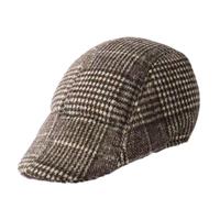BOYSSPAA Flat Cap with Plaid Design Mens Caps UK Flat Fashion Beret Hat Men Newsboy Irish Beret Hat Driving Hunting Hat for Men Winter Spring Autumn Outdoor (UK, Alpha, One Size, Khaki)