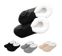 BOYSSPAA Fluffy Slipper Socks for Women Non-Slip Home Socks with Soft Fluff Lining Knitted Warm Winter Bed Socks Cozy Gifts (Black, L, Adult, Women, Large, Alpha, UK Footwear Size System, Medium)