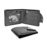 BOYSSPAA Leather Button Wallet Credit Card Holder Men's Wallet Magnetic Button Layered Transparent ID Card Holder Slim (Black)